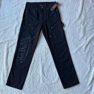 Von Dutch Jeans Mens 29x29.5 (measured) Double Knee Patch Graphic Black NWT